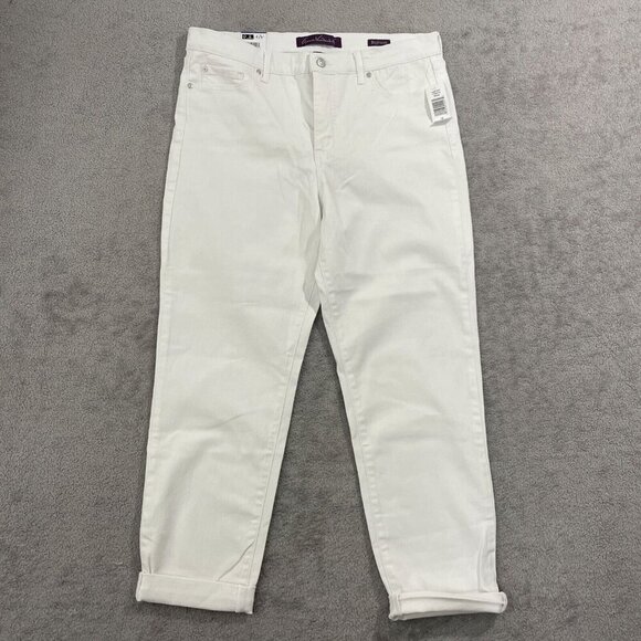 NEW Gloria Vanderbilt Women's 10 White Boyfriend Mid Rise Cuffed Jeans - Picture 1 of 10